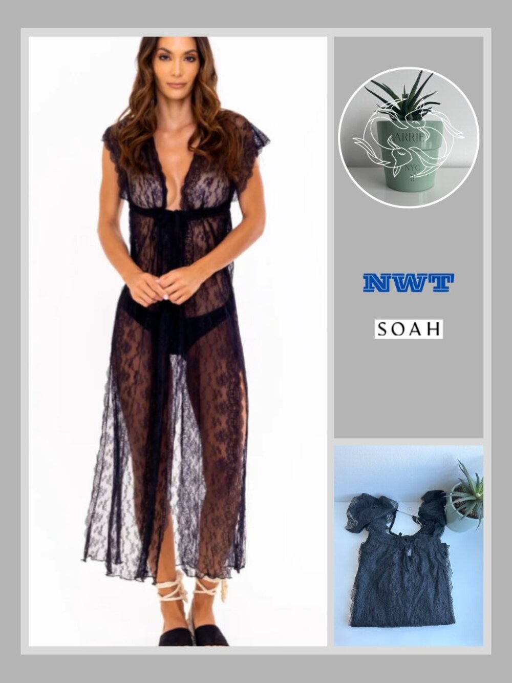 Soul of a Hippie (SOAH) - Matilda Black Slip Dress Cover up (XS/S)